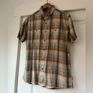 Kuhl Skorpio Silver Oak Plaid Linen Cotton Hiking Button Up Shirt M Men’s
